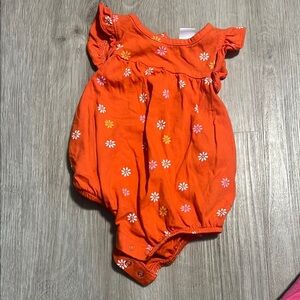 Orange Floral Baby Romper